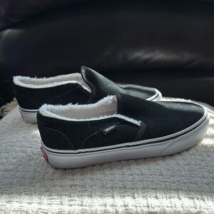 Vans Suede Fur Lined Slip On Sneakers